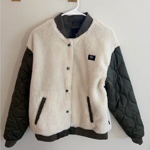 Vans Women's Cream and Dark Green Teddy Jacket